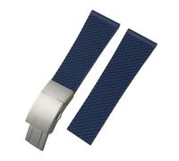 TLCBAZCF Unisex watch strap in soft natural rubber and silicone compatible with Breitling, compatible with Longines and 20-24 mm(Blue silver1,24mm)