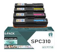 TLCGQF High-Yield SPC310 Color Toner Cartridge, Compatible with Ricoh Aficio SP C231N C231SF C232DN C232SF C242DN C242SF C311N C312DN C320DN C342DN Printer Cartridges 407638 407639,4 colors
