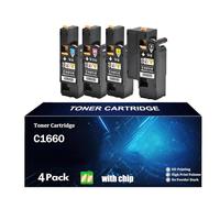 TLCGQF Replacement C1660 Toner Cartridge with Chip, Compatible with Dell C1660w Color Printer E525w Printer Cartridges 332-0399 332-0400 332-0401 Office Supplies,C1660