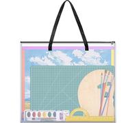 Tlczrva Art Portfolio Storage Box 19x25 Inch Waterproof and Dustproof Zipper Folder Poster/Scrapbook/Souvenir Storage Bag Portable Handle Design