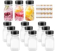 Tlczrva Juice Bottles 4oz 12 Pack - Small Reusable PET Plastic Bottles with Tamper Evident Lids for Storage, Smoothies, Kids Drinks - Clear Mini Juice Containers for Travel, School, Work, Fridge