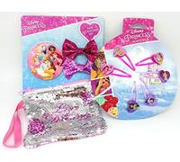TLD Disney Princess Mirror + Sequin Purse + 2 Bows + 6 Hair Clips - Gift Bundle