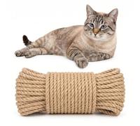 TLDBATICE Natural Sisal Rope for Scratching Post, Cat Tree Replacement Rope Sisal Cat Tree Cord for Repair, Restoration, Replacement and DIY (6mm x 15m)