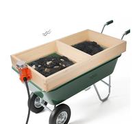 TlEBOLA Soil Sifter with 40W Adjustable Vibration Motor and Dual Mesh Sizes, 39" x 19.5" Wooden Automatic Compost Sieve for Dirt, Sand -Two Built-in Screens (0.47" & 0.24") Fit Most Wheelbarrows