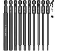 TLEEP 10 x 1/4 Inch Hex Head Allen Wrench Drill Bits 100 mm with Magnetic Tips Screwdriver Socket Bit Set for IKEA Type Furniture (S2 Steel 5/64 Inch to 5/16 Inch)
