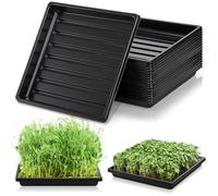 Tlence 10 Pack Plastic Growing Trays, 10.6"x10.6" Garden Plant Growing Flats, Propagation Seedling Tray Without Drain Holes, Microgreens Seed Starter Tray for Greenhouse Wheatgrass Germination