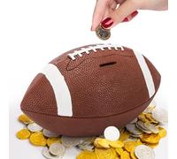 Tlence 11" Football Piggy Bank for Boys, Shatterproof Rugby Coin Bank, Decorative Sports Money Box, Football Shape Money Storage Container for Saving Money, Birthday Party Gift for Football Lover