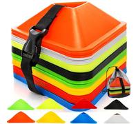Tlence 48 Pack Triangle Soccer Cones, Flexible Agility Cones with Carry Bag and Strap, Sports Drill Cones for Training, Plastic Traffic Marker Cones for Football Basketball Coaching, 8 Colors
