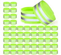 Tlence 50 Pack Reflective Bands, High Visibility Safety Reflector Armband, Security Tape Strip Bracelets, Cycling Warning Fluorescent Sash, Night Walking Cycling Gear for Wrist Arm Ankle Leg