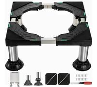 Tlence 8.3"-9.5" Height Mini Fridge Stand, Washing Machine Pedestal with 4 Strong Feet, Adjustable Small Laundry Riser for Dishwasher, Multi-functional Universal Platform for Home Appliance, Black