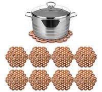 Tlence 8 Pack Bamboo Trivet Mat, Bamboo Hot Plate Pad, Heat Resistant Table Counter Protector, Coaster for Hot Tea Coffee Pot Plates Pans Bowls, Festive Design Table Décor, Kitchen Gift Idea
