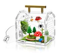 Tlence Jumping Spider Enclosure with Handle, Acrylic Reptile Habitat with One-Click Magnetic Closure, Front Opening Small Terrarium with Ventilation Holes for Tarantulas, Frogs, Gecko, Mantis