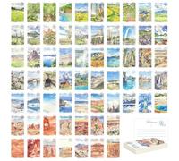 Tlenpo 64 Pack Travel Postcard Set, U.S. National Park Illustrations, 350gsm Pearl Cardstock, Travel Decor Posters Prints Post Cards for Travelers, Collecting, Gifting 4x6