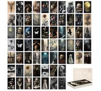 Tlenpo 64 Pcs Moody Dark Academia Decor, Mini Gothic Wall Art Prints, Victorian Decorations for Room, Vintage Gothic Posters, Goth Halloween Wall Collage Kit (4x6)