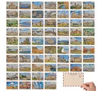 Tlenpo 64 Pcs UK National Parks Postcard, Vintage Travel Illustrations Mailing Postcards, 350gsm Pearl Cardstock, Travel Decor Posters Prints Post Cards for Travelers, Collecting, Gifting 4x6