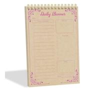 Tlenpo Daily To-Do List Notebook 60 Sheets Vintage kraft paper - 5.1 x 7 In, Calendar and Organizer, Spiral Daily Planner Notebook for Office - Note and Todo Organization,Retro Purple Lines