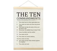TLESKE 10 Ten Commandments Wall Art Poster Hanger Frame, Christian Motivational Wall Decor, Bible Verses Wall Art Poster Print Framed for Church Prayer Room Living Room Bedroom, Religious Gifts 12x16