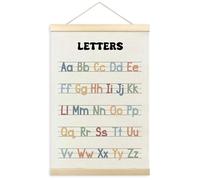 TLESKE Boho Classroom Alphabet ABC Chart Poster Hanger Frame, Homeschool Hanging Wall Art Decor for Toddler Kids Room Nursery Playroom, Preschool Prek Learning Educational Poster Print Banner, 16x24