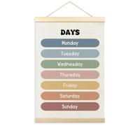 TLESKE Boho Classroom Days of the Week Poster Hanger Frame, Homeschool Hanging Wall Art Decor for Toddlers Kids Room Nursery Playroom, Preschool Prek Learning Educational Poster Print Banner, 16x24in