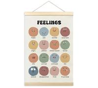 TLESKE Boho Classroom Feelings Emotions Chart Poster Hanger Frame for Toddlers Kids, Homeschool Hanging Wall Art Room Decor for Nursery Playroom, Preschool Prek Learning Educational Poster, 16x24