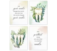 TLESKE Dental Office Decor Posters Prints Unframed Set of 4, Aesthetic Teeth Wall Art Prints for Dentist Dental Assistant Office, Let Your Healthy Smile Change the World Wall Pictures, 12x16