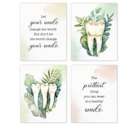 TLESKE Dental Office Decor Posters Prints Unframed Set of 4, Aesthetic Teeth Wall Art Prints for Dentist Dental Assistant Office, Let Your Healthy Smile Change the World Wall Pictures, 8x10 Inches