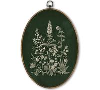 TLESKE Vintage Dark Green Botanical Floral Oval Wall Art Decor Framed 9x12, Flowers Canvas Wall Art Prints Artwork, Cottage Core Cottagecore Hanging Wall Picture Room Decor for Bedroom Living Room