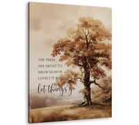 TLESKE Vintage Fall Tree Let Things Go Wall Art Decor 11x14, Rustic Farmhouse Cottagecore Canvas Wall Art Print for Bedroom Living Room Kitchen Bathroom, Autumn Forest Wall Artwork Picture