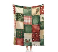 TlevadArt Christmas Fleece Throw Blanket, Patchwork Style, Soft Fuzzy Plush Cozy Fleece Blankets, For Couch Sofa or Bed, 75x100cm