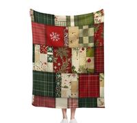 TlevadArt Christmas Fleece Throw Blanket Retro Patchwork Style, Soft Cozy Throw Blanket, For Couch Sofa Bed Lounging, Give You A Comfortable User Experience, 75x100cm