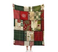TlevadArt Christmas Fleece Throw Blanket Retro Patchwork Style, Soft Cozy Throw Blanket, For Couch Sofa Bed Lounging, Give You A Comfortable User Experience, 150x200cm