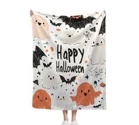 TlevadArt Halloween Throw Blankets Fully Printed With Cute Ghosts, Bats And Other Elements, Soft Fuzzy Plush, For Bedroom, Living Room, Sofa And Other Scenes, 75x100cm