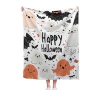 TlevadArt Halloween Throw Blankets Fully Printed With Cute Ghosts, Bats And Other Elements, Soft Fuzzy Plush, For Bedroom, Living Room, Sofa And Other Scenes, 100x130cm