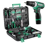 TLGREEN 138-Piece Tool Kit Set,Toolbox with 12V Cordless Drill for Home DIY | 25+1 Torque Levels, 2-speed Gearbox, LED Light, 2000mAh Battery, Corrosion-resistant Alloy, for Home & Professional Use