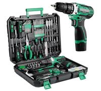TLGREEN 138 Pieces Tool Kit Set, Toolbox with 12V Cordless Drill Set, 25+1 Torque Levels, 2 Speed Gearbox, Mechanic Tool Box for Men Women Home（Socket & Wrench & Drill & Screwdriver Kit）