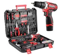 TLGREEN 138 Pieces Tool Kit Set, Toolbox with 12V Cordless Drill Set, 25+1 Torque Levels, 2 Speed Gearbox, Mechanic Tool Box for Men Women Home（Socket & Wrench & Drill & Screwdriver Kit）