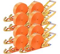 TLGREEN 8PK Heavy Duty Ratchet Straps, 9m x 50mm Tie Down Strap with Hooks | 5000kg Break Strength, Double J Hook, Polyester & Galvanised Steel, Secure for Cargo, Trucks, Trailers or Motorbikes, Orange