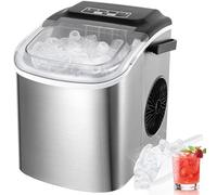 TLGREEN Ice Maker, 9 Cubes in 6 Mins Countertop ice machine, 24kg/24Hrs Portable Ice Cube Maker with Self-Cleaning, 2 Cube Sizes,Quiet Operation for Home/Bars/Kitchen/Office, Stainless Steel