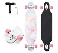 TLHB Long Boards Skateboard, 41 Inch Drop Through Longboard Complete 9-Ply Nature Maple Premium Cruiser Long Boards for Adults, Teens and Kids - High-Speed Bearings & T-Tool-Pink