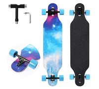 TLHB Long Boards Skateboard, 41 Inch Drop Through Longboard Complete 9-Ply Nature Maple Premium Cruiser Long Boards for Adults, Teens and Kids - High-Speed Bearings & T-Tool-Starry Sky