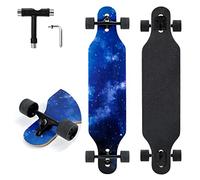 TLHB Long Boards Skateboard, 41 Inch Drop Through Longboard Complete 9-Ply Nature Maple Premium Cruiser Long Boards for Adults, Teens and Kids - High-Speed Bearings & T-Tool-Night Sky