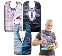 tlidfgeo Adult Bibs for Men - 3 Pack Adult Bibs, Funny Adult Bib for Elderly, Washable and Reusable Men Women, Waterproof Clothing Protector with Crumb Catcher