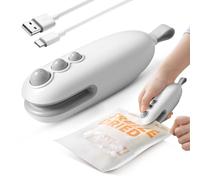 tlidfgeo Mini Bag Sealer, 2 In 1 Heat Sealer and Cutter Bag Sealer, Rechargeable Bag Sealer, Magnetic Easy Seal Bag Sealer, Portable Bag Sealer Heat Seal for Keep Food Fresh and Snacks Crispy