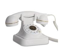 Tlilyy Audio Guest Book Phone Retro Rotary Style Antique Audio Guestbook Phone Message Voice Recorder Vintage Phone White