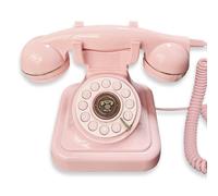 Tlilyy Audio Guest Book Phone Retro Rotary Style Antique Audio Guestbook Phone Message Voice Recorder Vintage Phone Pink