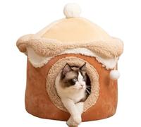 Tlilyy Cat Dog House Cave Warm Winter Deep Sleep Pet Nest Geometric Ice Cream House Fun Comfort Nest for Small Brown 40x40cm Easy to Use
