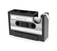 Tlilyy Tape Dispenser Pen Holder, Retro Cassette Tape Dispenser,Retro Office Supplies, Funny Cute Tape Dispenser Gray-Black