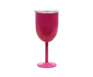Tlilyy Wine Glass Stainless Steel Double Layer Goblet Color Large Capacity Tumbler Wine Cup Rose Red