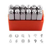 Tlimus 12pcs Plant Theme Metal Stamping Kit, 6MM (1/4") - 12 Plant Designs - Adult DIY Craft Kit