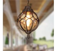 TLINGMEIXIAN Vintage Pendant Lights Outdoor Waterproof Ceiling Lights Industrial Aluminum Glass Hanging Chandelier Lighting for Porch, Corridor, Villa, Yard, Indoor-Xian